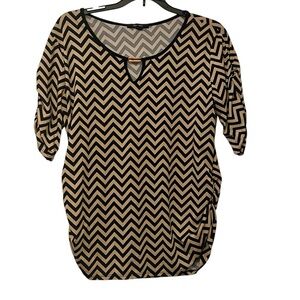 Espresso Black and Gold Graphic Blouse Relaxed Fit
